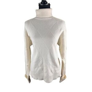 On twelfth ivory soft pearl long sleeve turtleneck sweater XL cozy warm career